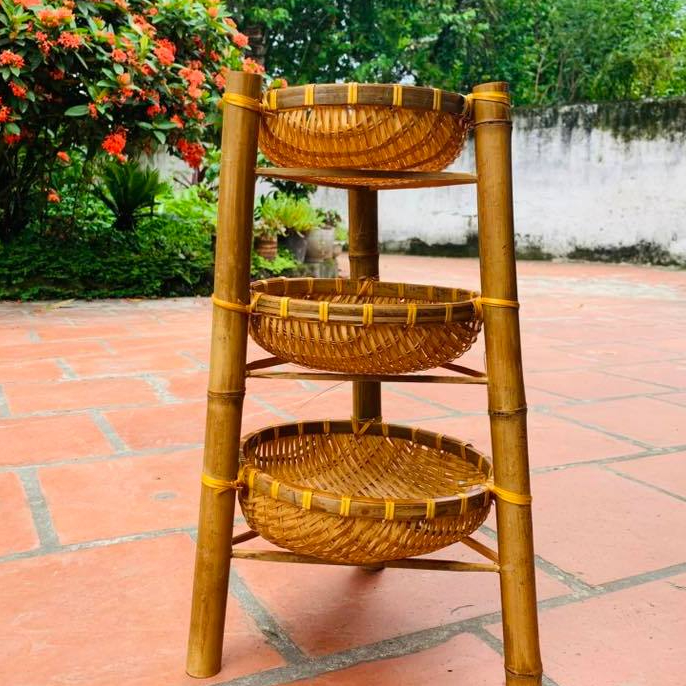 Kệ mẹt rổ tre 3 tầng chân trúc - Mây tre đan giaphu chân trúc | Shopee ...