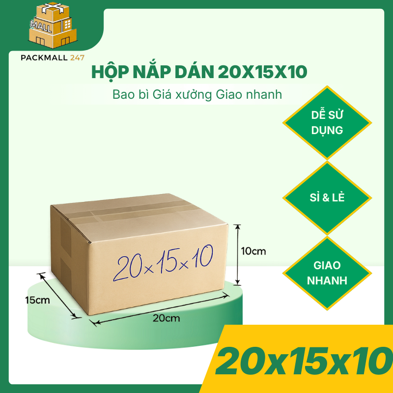 Combo 100 Hộp Carton 3 Lớp Nắp Dán 20x15x10 Hộp Chống Ẩm, Chắc Chắn, Giá Tốt - Packmall247 - Dan Strutzel