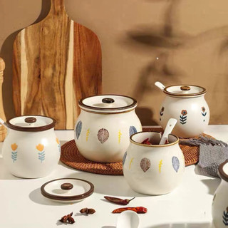 Hũ sứ đựng gia vị, mỡ lợn, các loại hạt khô 300ml - 2100ml men mịn họa tiết đẹp phù hợp nhà bếp