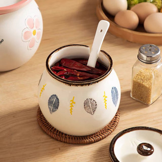 Hũ sứ đựng gia vị, mỡ lợn, các loại hạt khô 300ml - 2100ml men mịn họa tiết đẹp phù hợp nhà bếp