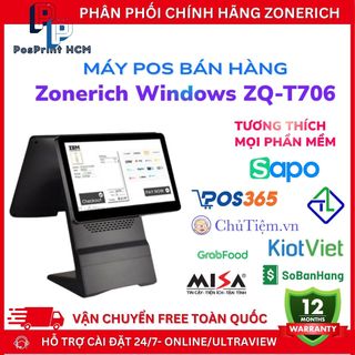 [WINDOW- 8GB+128GB] Máy POS bán hàng Zonerich T706 WINDOW 11 8GB+128GB, cảm ứng mượt, BH chính hãng 12 tháng