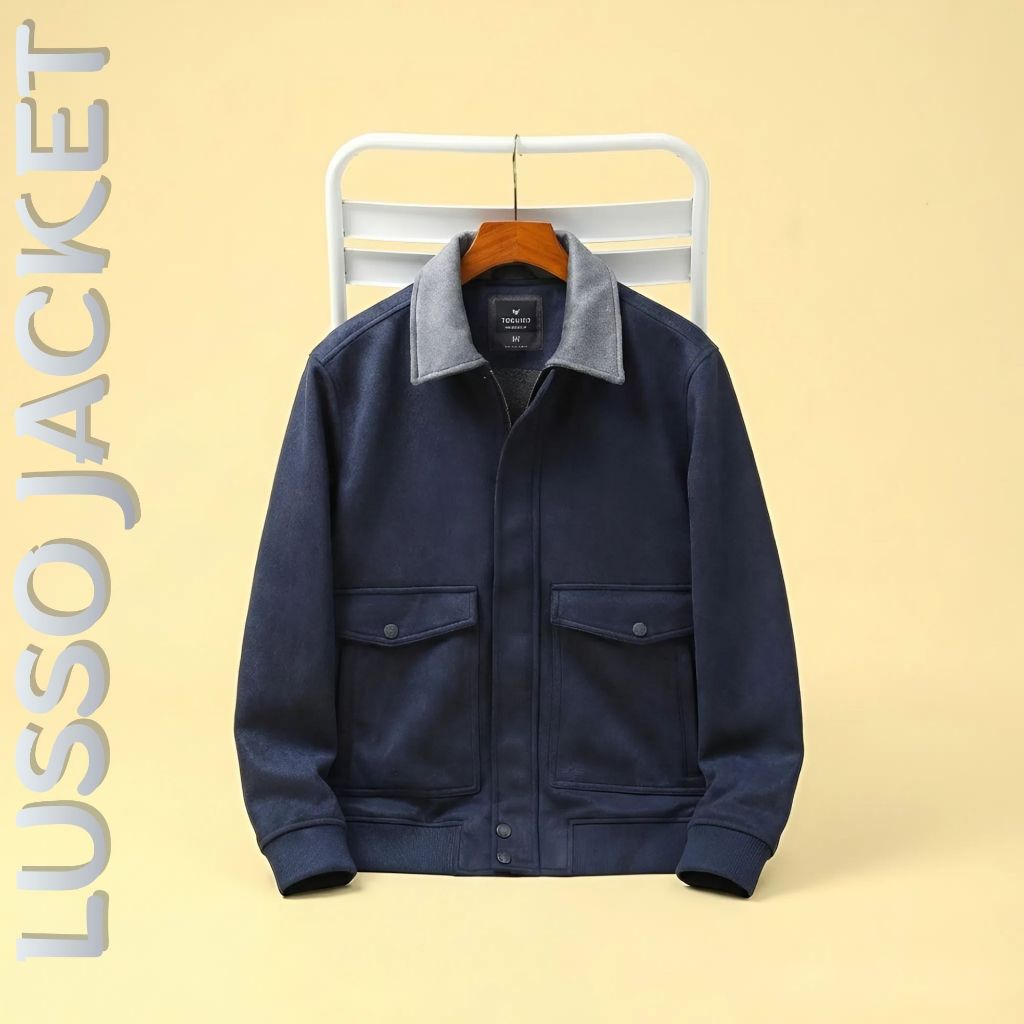Áo khoác da lộn LUSSO JACKET TORANO basic cổ bẻ cúc dập logo Siêu Mịn ...