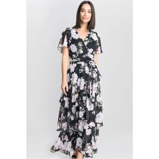 Đầm maxi tầng đen bông SLNY