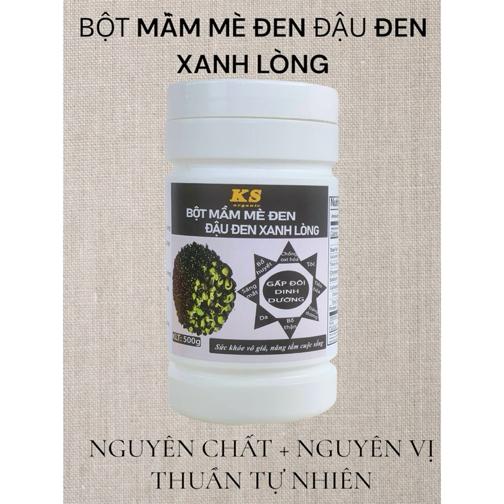 Combo 2 Hủ 1kg Bột Mầm Mè Đen – Đậu Đen Xanh Lòng Thuần Tự Nhiên