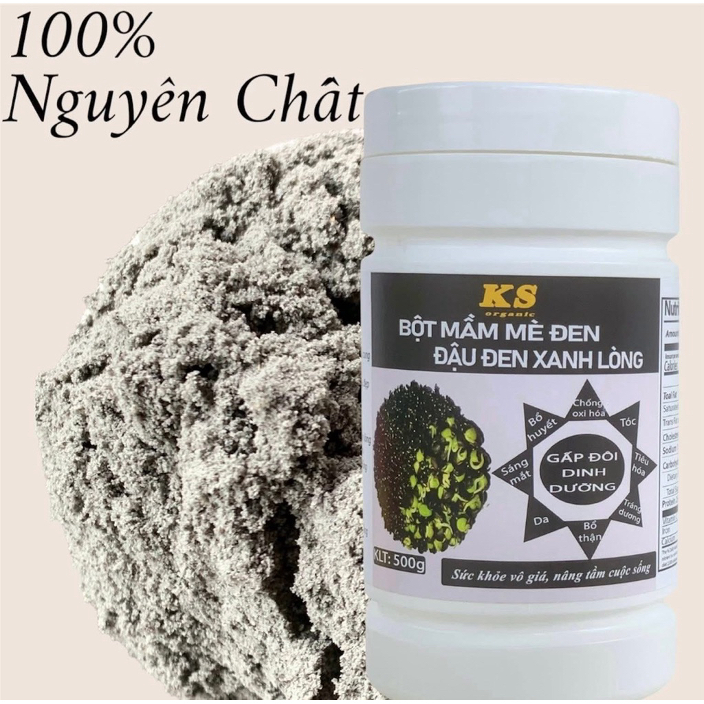 Combo 2 Hủ 1kg Bột Mầm Mè Đen – Đậu Đen Xanh Lòng Thuần Tự Nhiên