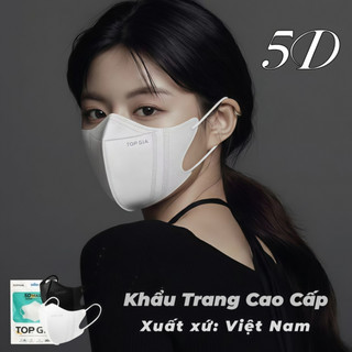 100 Cái Khẩu Trang 5D TopGia Cao Cấp Chống Tia UV, Ngăn Bụi Mịn, Thoáng Khí, Kháng Khuẩn An Toàn