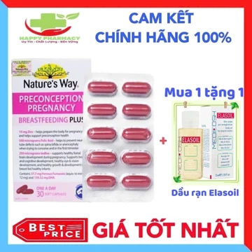 [Nhập khẩu] Vitamin Bầu Nature's Way PreConception Pregnancy Breastfeeding Cho Mẹ Bầu & Sau Sinh 30 Viên/Hộp