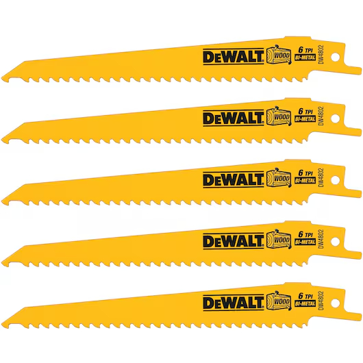 Lưỡi cưa kiếm cắt gỗ có đinh 6in-152.4mm 6TPI DEWALT DW4802