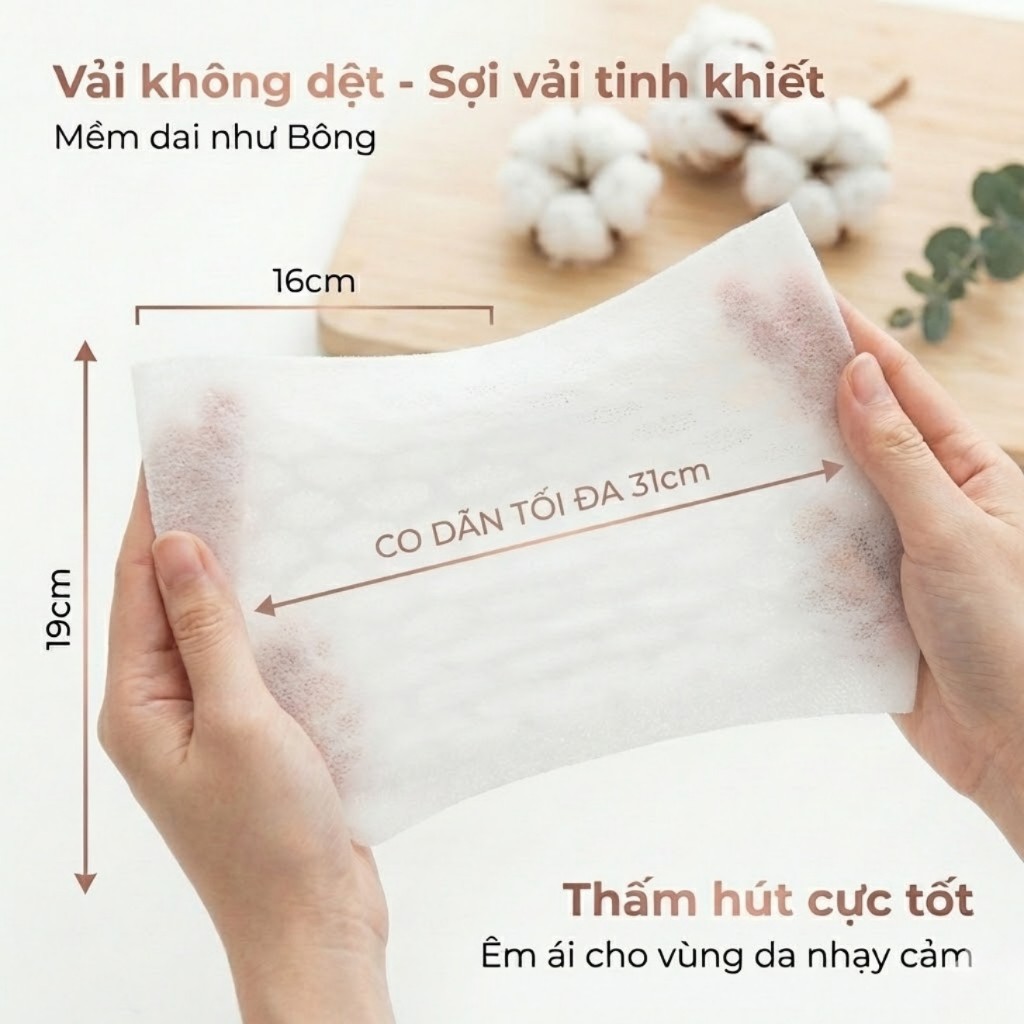 Khăn Khô Đa Năng Babi1 Nhãn Hồng - Vải Không Dệt Không Xơ Bông (Gói 195 Tờ)