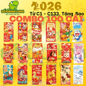 Combo 100 Cái Bao Lì Xì Truyền Thống C1 - 133 Được CHỌN MẪU BÍNH NGỌ 2026 BỐ KHỦNG LONG