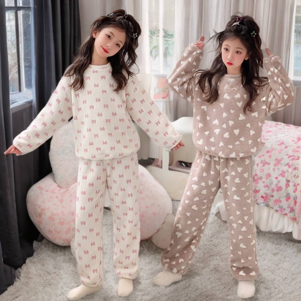 Set lông cừu cổ tròn M318 cho bé gái size đại BEESHOP D25113