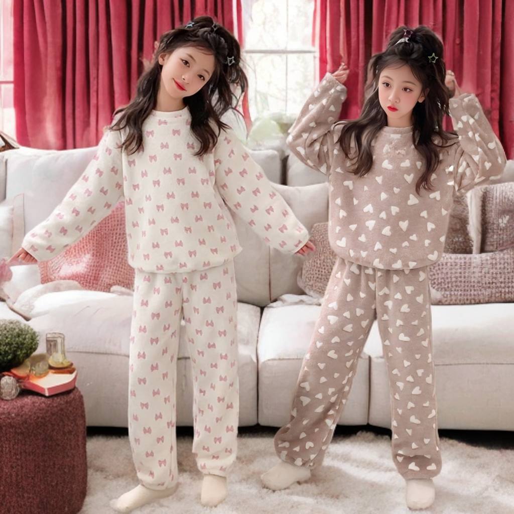 Set lông cừu cổ tròn M318 cho bé gái size đại BEESHOP D25113