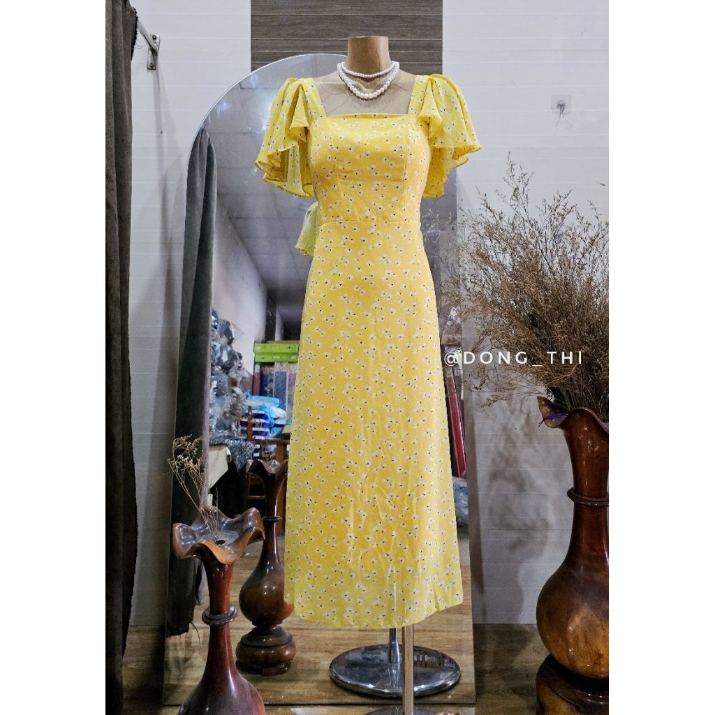 [SIZE 2XL] ĐẦM MIDI VOAN HOA NHÍ