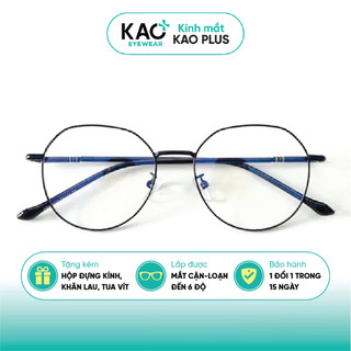 Mắt kính gọng kim loại tròn nhẹ KAO PLUS thời trang nữ chất lượng cao nhiều màu A021