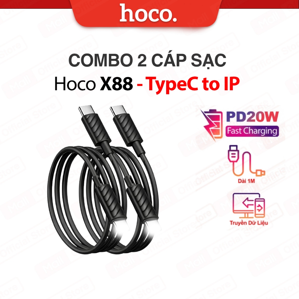 COMBO 1/2/3/5 Cáp sạc nhanh Typec to IP PD20W 3.0A Hoco X88 truyền dữ ...
