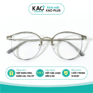 Gọng kính tròn mắt mèo nhẹ thời trang nữ KAO Plus chất liệu nhựa kết hợp kim loại C5211