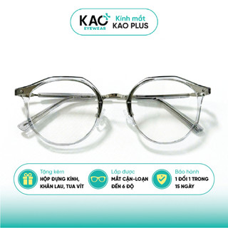 Gọng kính cận thời trang nữ dáng tròn nhiều màu sắc KAO Plus nhựa kết hợp kim loại C5311