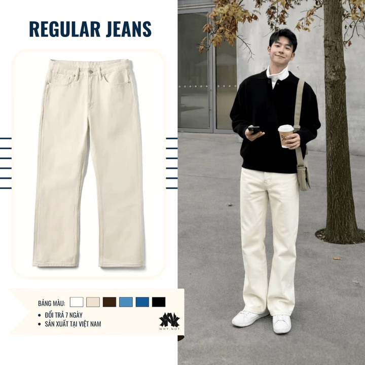 QUẦN KAKI NAM WHY.NOT, QUẦN JEAN NAM SUÔNG TRƠN NÂU, BE, ĐEN, TRẮNG, XANH QUẦN BÒ NAM CẠP CAO Chất Liệu Jean Cotton