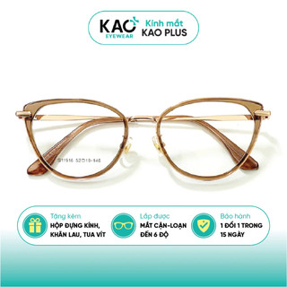 Gọng Kính Mắt Mèo Phối Gọng Kim Loại Thời Trang Nữ KAO PLUS C618