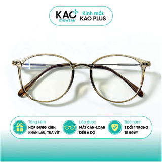 Gọng kính cận Khánh Vy form tròn gọng mảnh nhẹ chất liệu nhựa kết hợp kim loại KAO PLUS B62-4