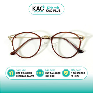 Gọng kính dáng tròn nữ chất liệu kim loại nhiều màu sắc KAO Plus thời trang cao cấp giả cận C36-4