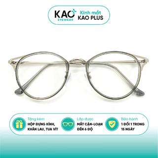 Kính mắt tròn KAO Plus chất liệu kim loại nhựa nữ thời trang cao cấp giả cận C35-4