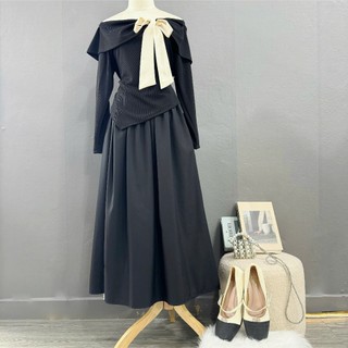 Sét Bigsize Nữ Dáng Xòe Dài, Áo Kiểu Trễ Vai Nữ Tính, Phù Hợp Người 56–92kg A342+CV414/CV15