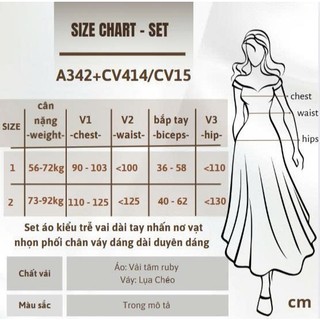 Sét Bigsize Nữ Dáng Xòe Dài, Áo Kiểu Trễ Vai Nữ Tính, Phù Hợp Người 56–92kg A342+CV414/CV15