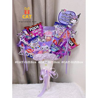 Ốc quế bánh kẹo Kuromi, quà sinh nhật độc đáo , lẵng bánh kẹo, quà tặng ốc quế , gấu Kuromi , quà tặng bánh kẹo