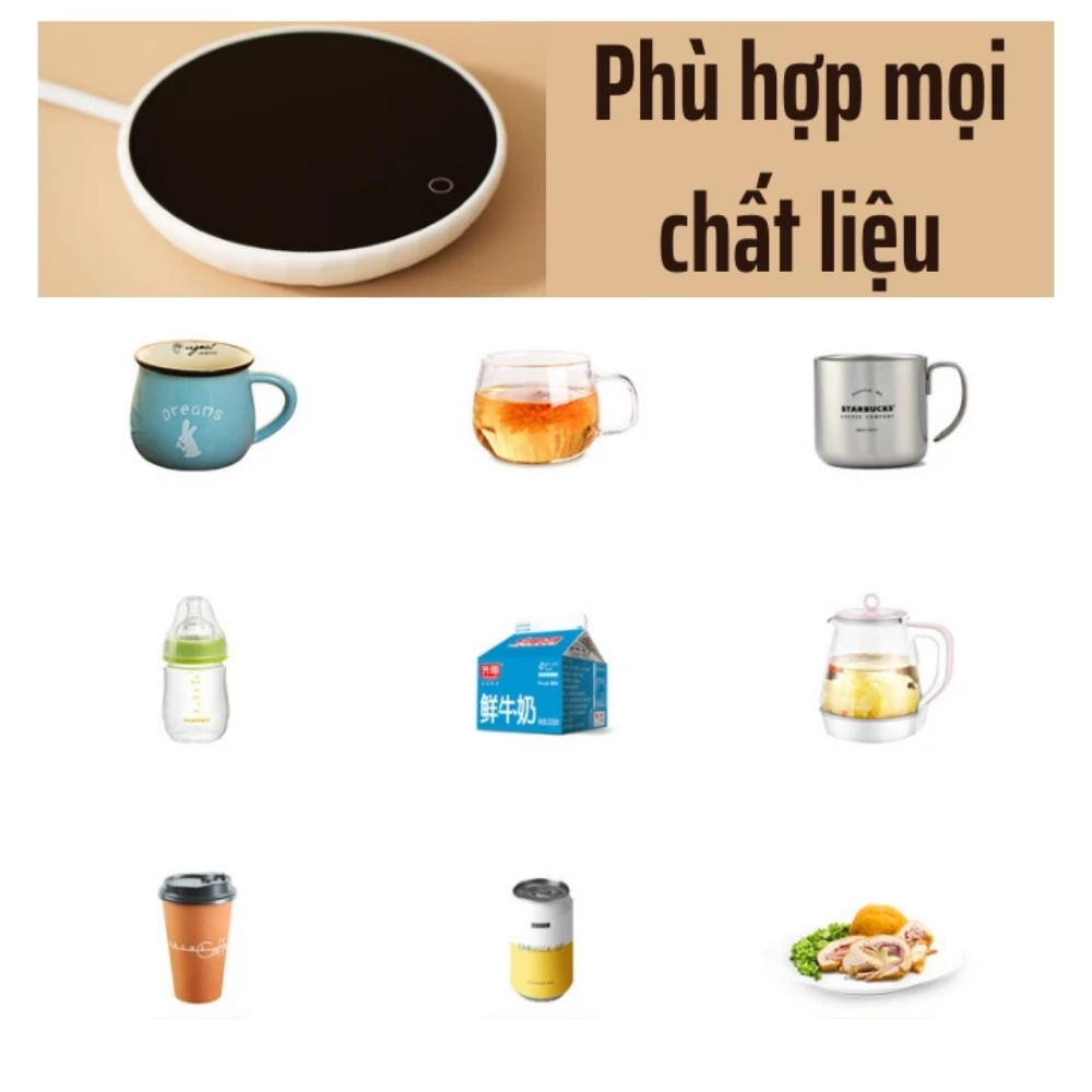 Đế Hâm Nóng Đồ Uống XM Duy Trì Ở Nhiệt Độ 55 Độ C, Phù Hợp Với Mọi Chất Liệu