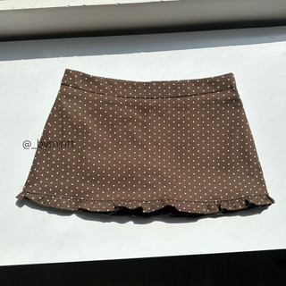Tizy Skirt | Chân váy chấm bi phối bèo chất kaki phong cách retro, fashion | Bymintt