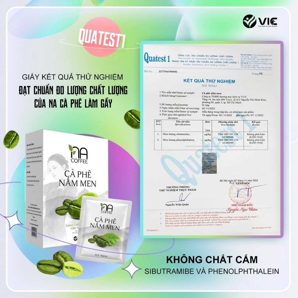 Cà Phê Giảm Cân Nấm Men V.I.C Na Coffee Hỗ Trợ Kiểm Soát Cân Nặng 12 Gói Slimming Garcinia Coffee