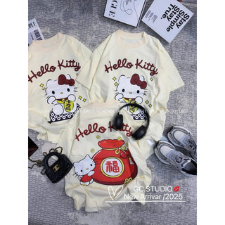 Áo thun chất cotton khô 3158 form rộng tay lỡ - kitty hũ vang