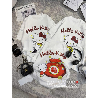Áo thun chất cotton khô 3158 form rộng tay lỡ - kitty hũ vang