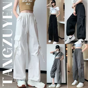 Quần Ống Rộng Hiphop Túi Hộp Kaki Có Dây Rút Quần Jogger dài dáng suông rút gấu cá tính phối Croptop T39G