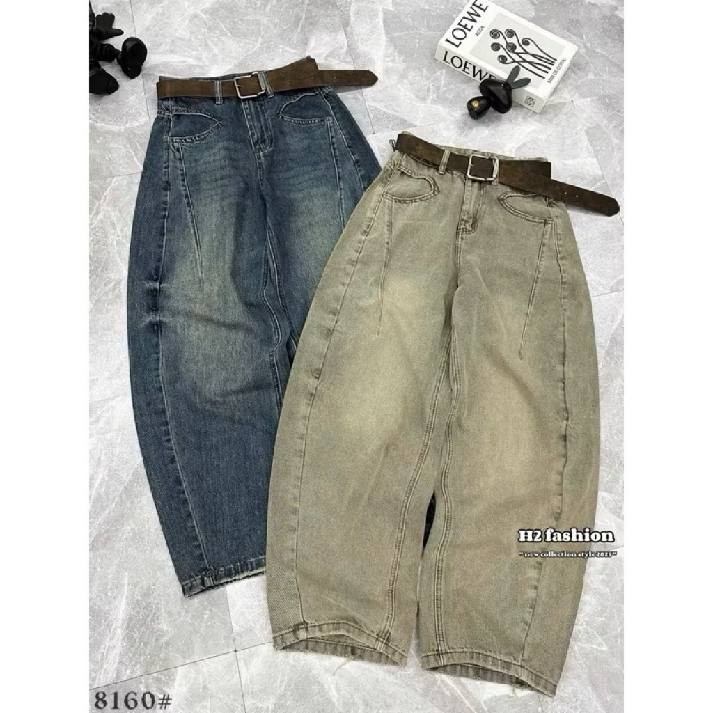 Quần baggy jeans ống rộng màu nâu rêu siêu hot #NT0111