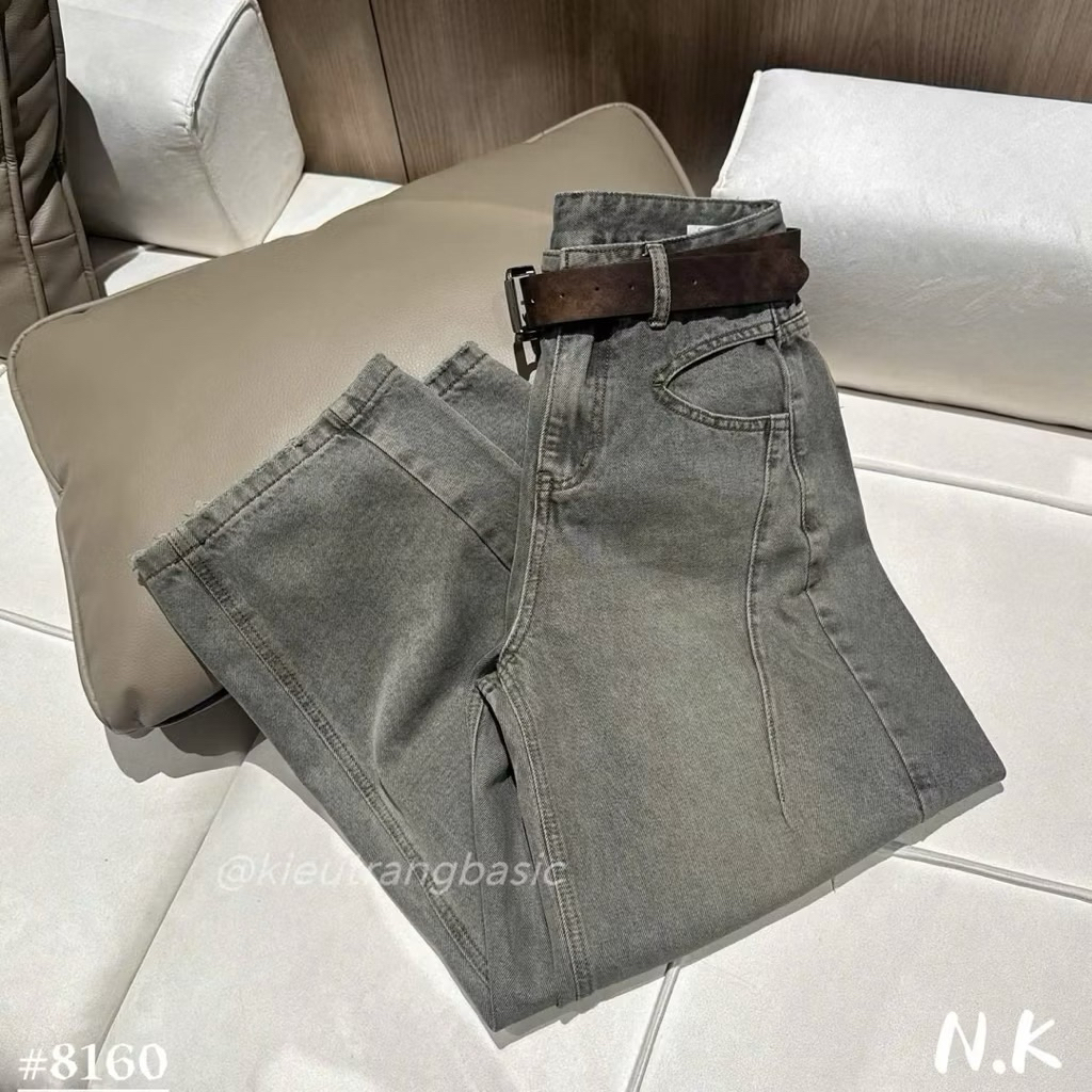 Quần baggy jeans ống rộng màu nâu rêu siêu hot #NT0111