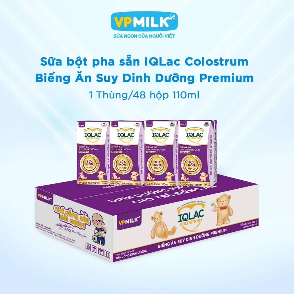 Sữa bột pha sẵn IQLac Pro giúp trẻ tăng chiều cao vượt trội (Thùng 48 Hộp 110ml)