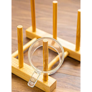 Giá gỗ úp ly cốc 8 nhánh kiểu vintage cổ điển