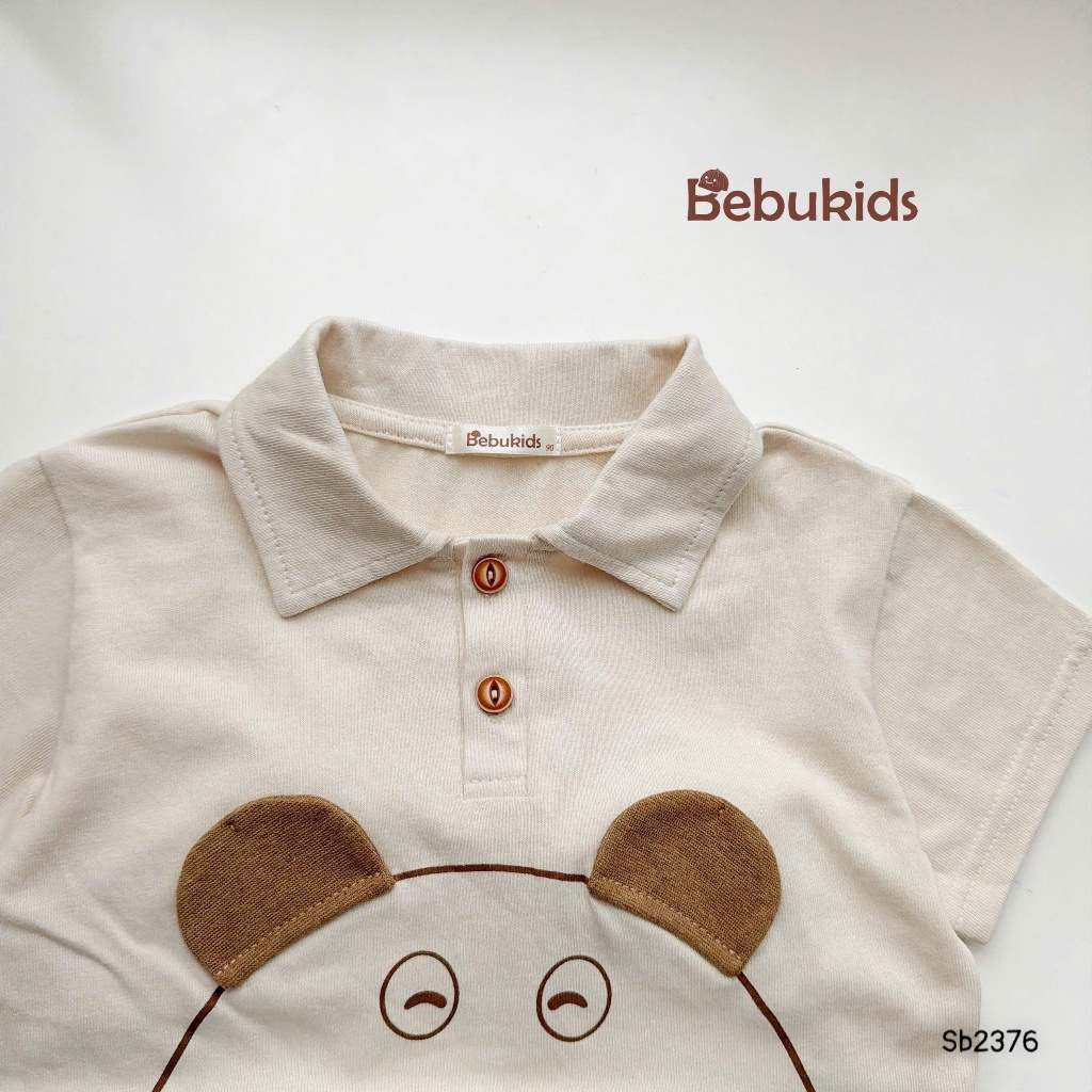 Set polo cộc tay Bebukids họa tiết in chú gấu ngộ nghĩnh cho bé trai 8-21kg