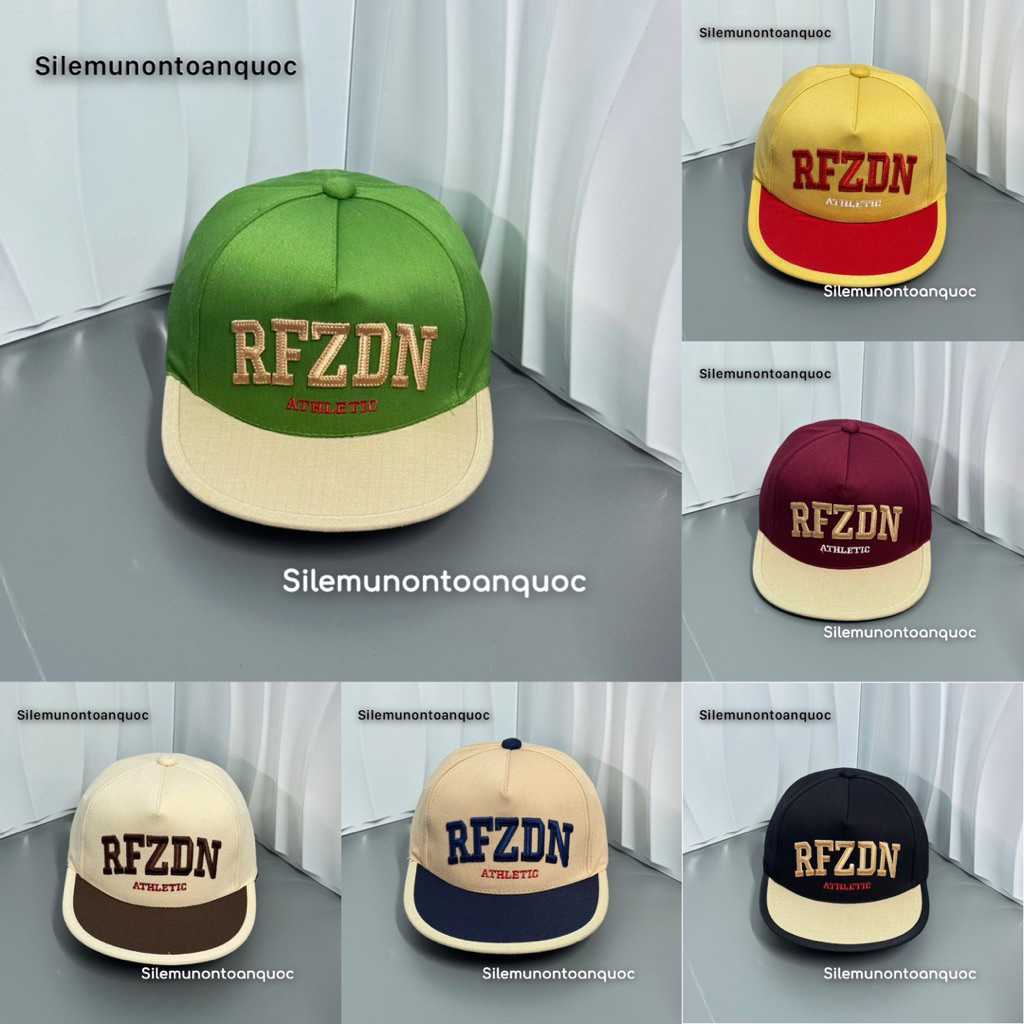 Mũ hiphop RFZDB thời trang cho bé 3-9 tuổi - Nón snapback kaki phối mài thêu chữ cái siêu đẹp