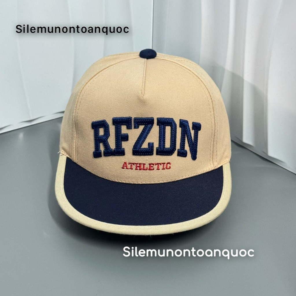 Mũ hiphop RFZDB thời trang cho bé 3-9 tuổi - Nón snapback kaki phối mài thêu chữ cái siêu đẹp