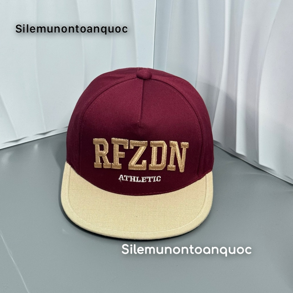 Mũ hiphop RFZDB thời trang cho bé 3-9 tuổi - Nón snapback kaki phối mài thêu chữ cái siêu đẹp