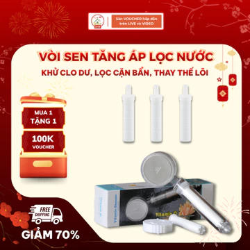 Vòi Sen Tăng Áp Lọc Nước Lọc 2 Lớp - Lọc Nước Tại Vòi Cao Cấp SL160 Có Lõi Lọc Thay Thế Khử Clo