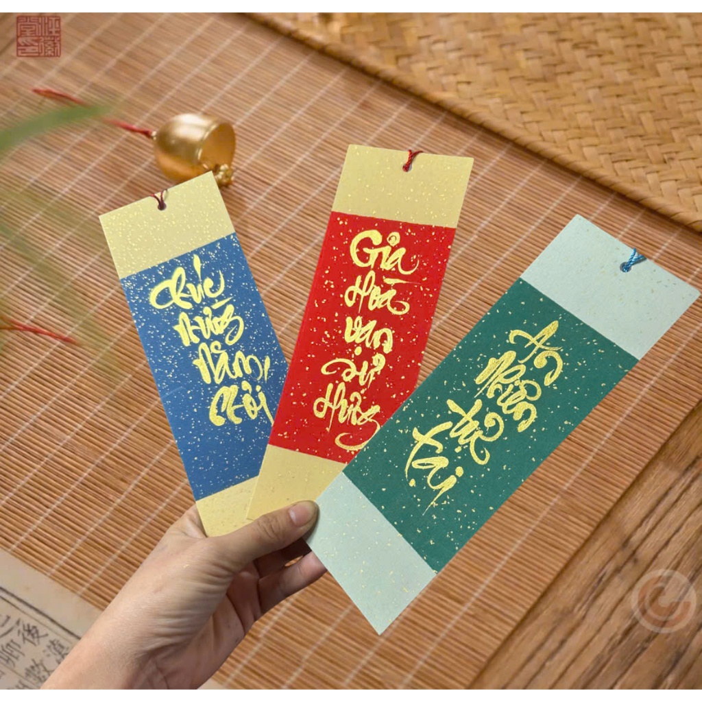 Thẻ viết thư pháp, thẻ nhuộm sáp viết chữ trang trí viết tay thủ công sáng tạo 1 tập 10 thẻ kích thước 7x21cm ( khônng c