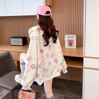 Hot Trendy  Áo Hoodie Zip Nỉ 3D Hello Kitty - Áo khoác Nỉ Dáng Rộng Unisex Nữ Thời Trang