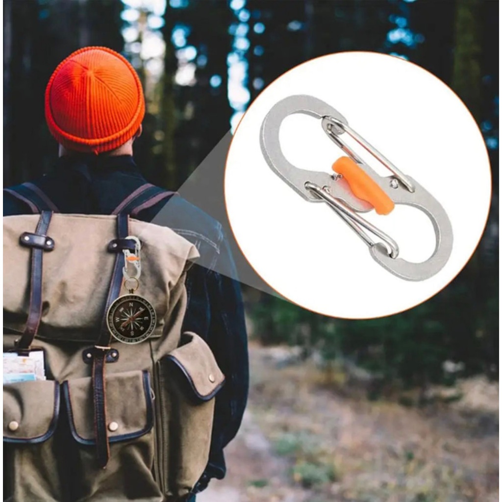 Khóa móc chống trộm hình số 8 nhỏ bằng thép cho ba lô_túi xách