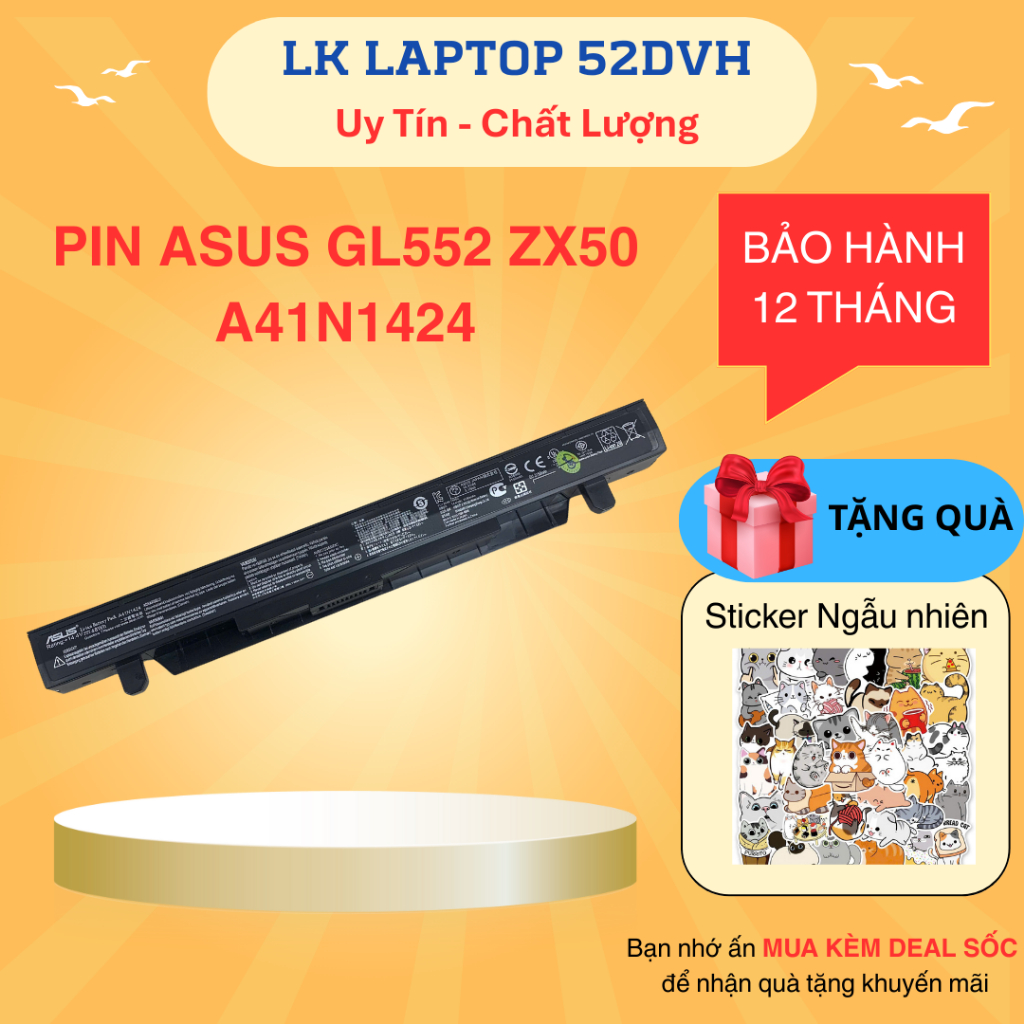 Pin Laptop Asus GL552 ZX50 Rog GL552 GL552V GL552J ZX50JX X50J ZX50 A41N1424 New 100%
