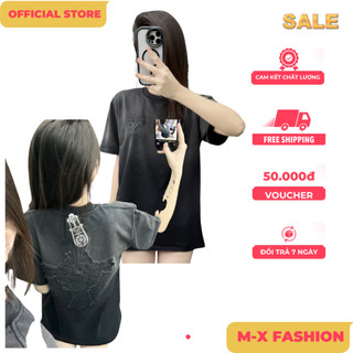 ÁO thun nam QC cổ tròn họa tiết thêu tay ngắn phong cách trẻ trung chuẩn from