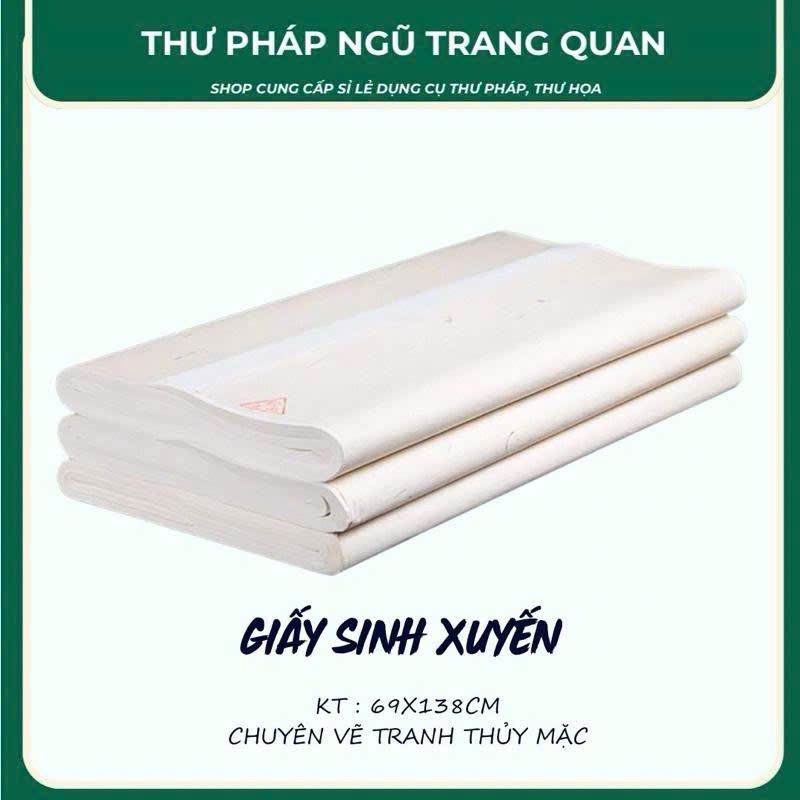 Giấy sinh xuyến  vẽ tranh thuỷ mặc thư pháp kích thước 69x138cm